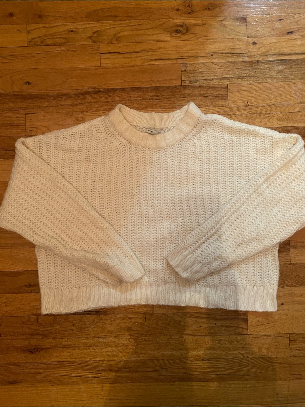 American Eagle Outfitters Cream Chunky Crewneck Sweater